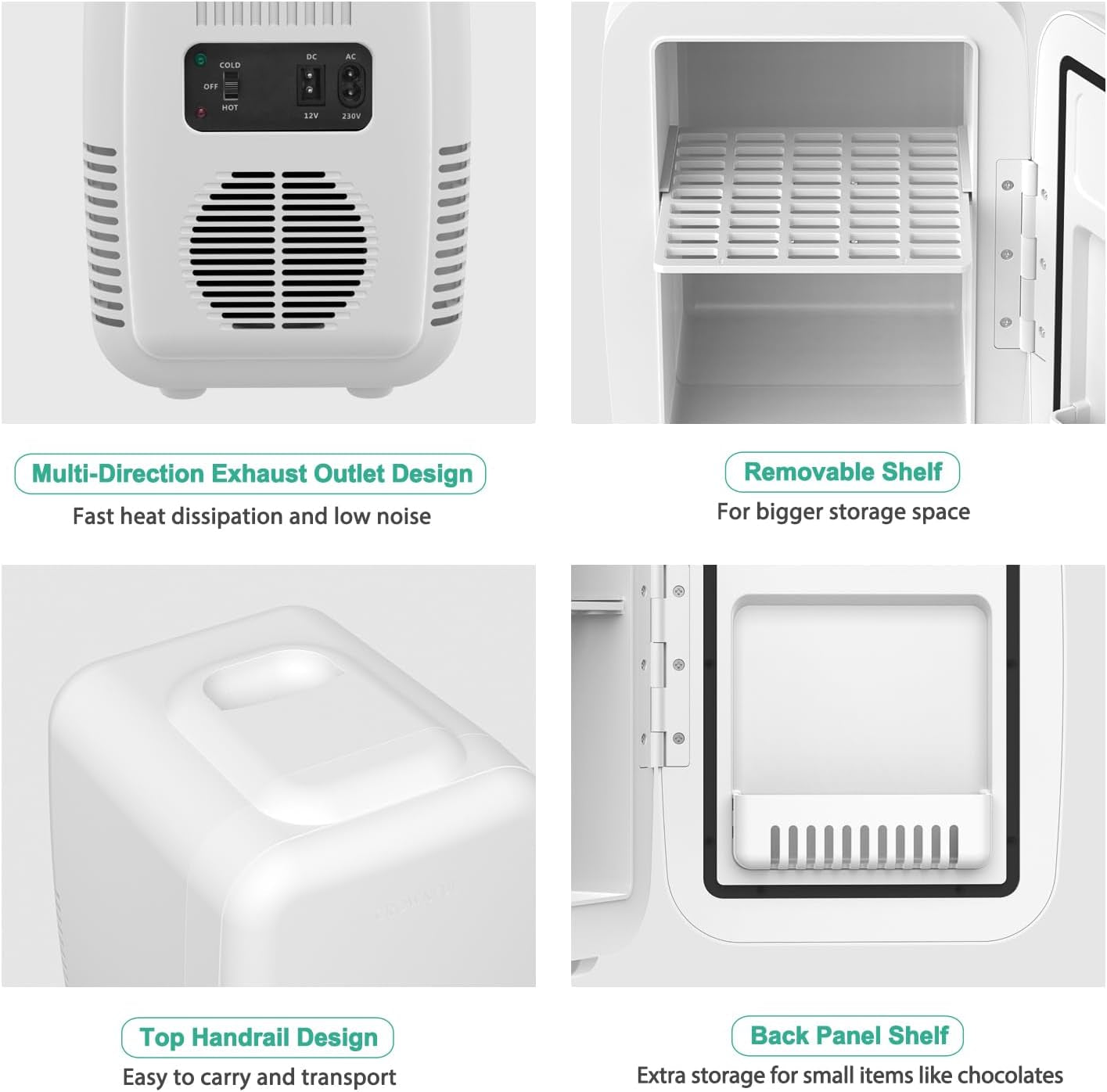 Mini Fridge, 4 Liter/6 Can Portable Cooler and Warmer Personal Refrigerator for Skin Care, Cosmetics, Beverage, Food,Great for Bedroom, Office, Car, Dorm, ETL Listed (White)