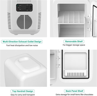 Mini Fridge, 4 Liter/6 Can Portable Cooler and Warmer Personal Refrigerator for Skin Care, Cosmetics, Beverage, Food,Great for Bedroom, Office, Car, Dorm, ETL Listed (White)