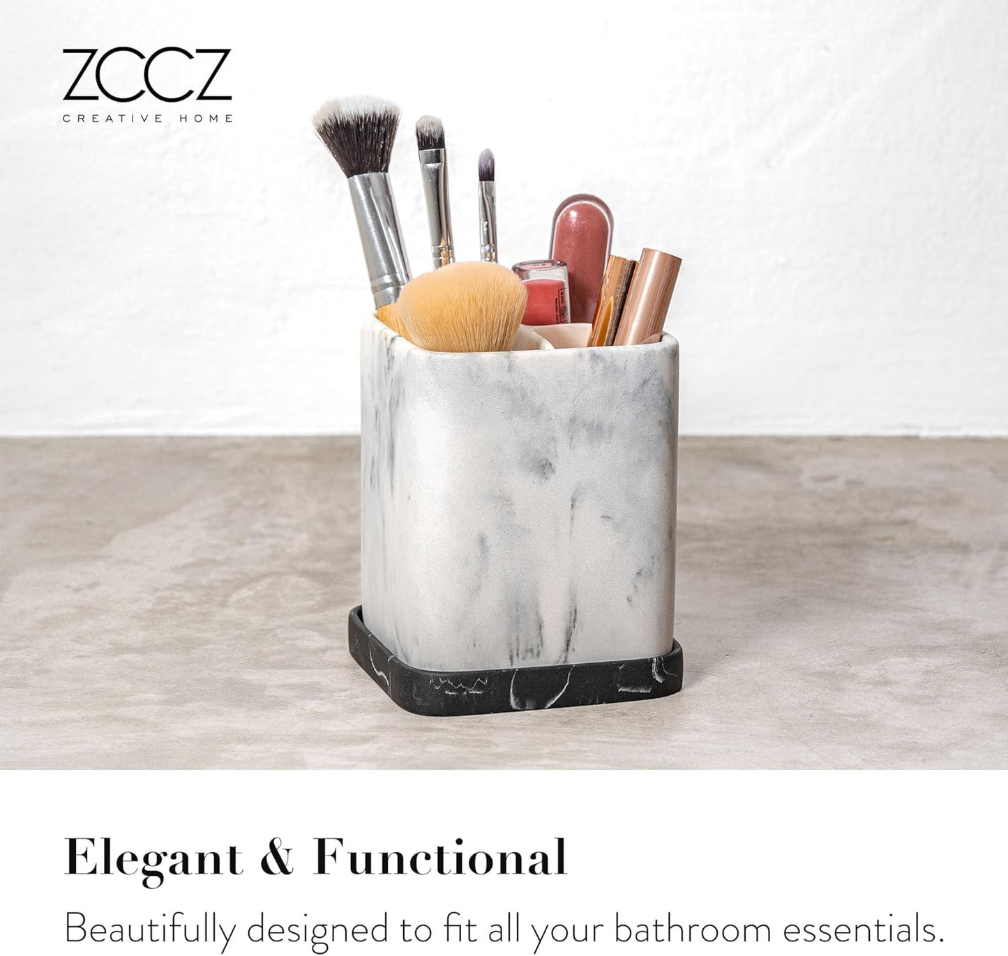 Toothbrush Holder, 6-Slot Bathroom Organizer for Countertop Storage, Holds Toothpaste, Dental Floss, Razor, Comb, Makeup Brushes, and More, Compact Tooth Brushing Stand for Efficient Organization