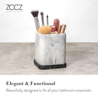Toothbrush Holder, 6-Slot Bathroom Organizer for Countertop Storage, Holds Toothpaste, Dental Floss, Razor, Comb, Makeup Brushes, and More, Compact Tooth Brushing Stand for Efficient Organization